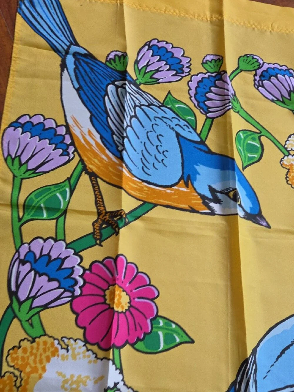 Blue Bird Print Flag Yellow Background